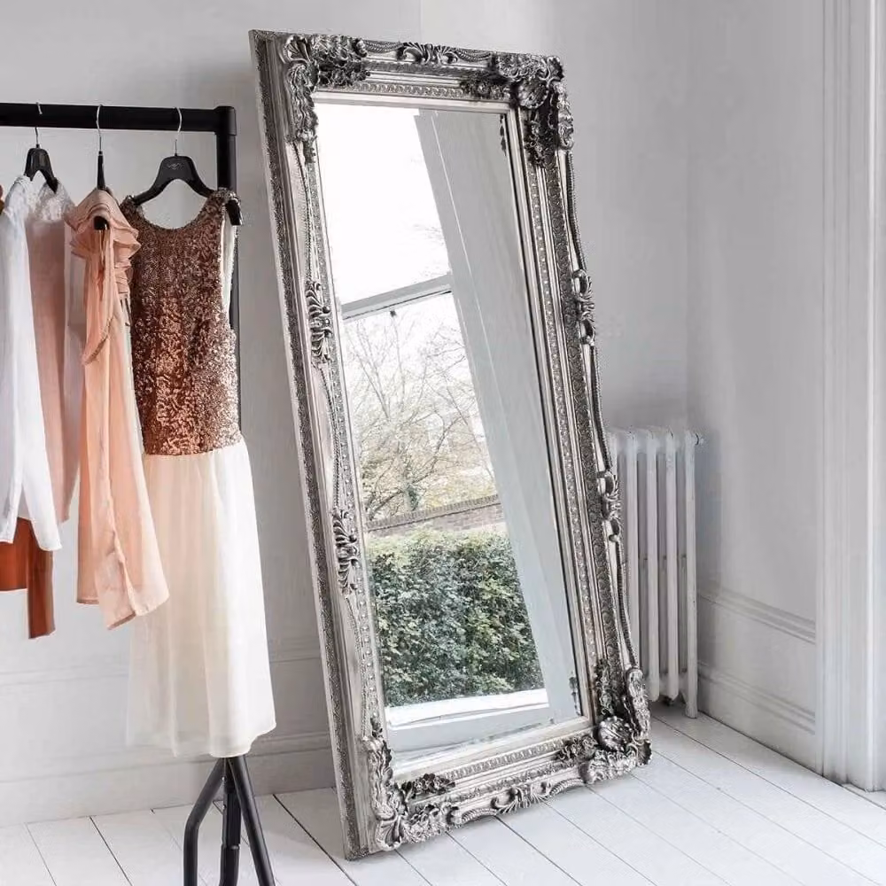 Fabco Collection Carvier Louis Baroque Freestanding Leaner Mirror in Silver, H 175.5 x W 89.5 x D 9.5 cm