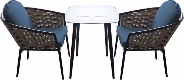SHG Bolingbroke 2 Seat Aluminium Bistro Table Set in Dark Grey Wicker Rattan
