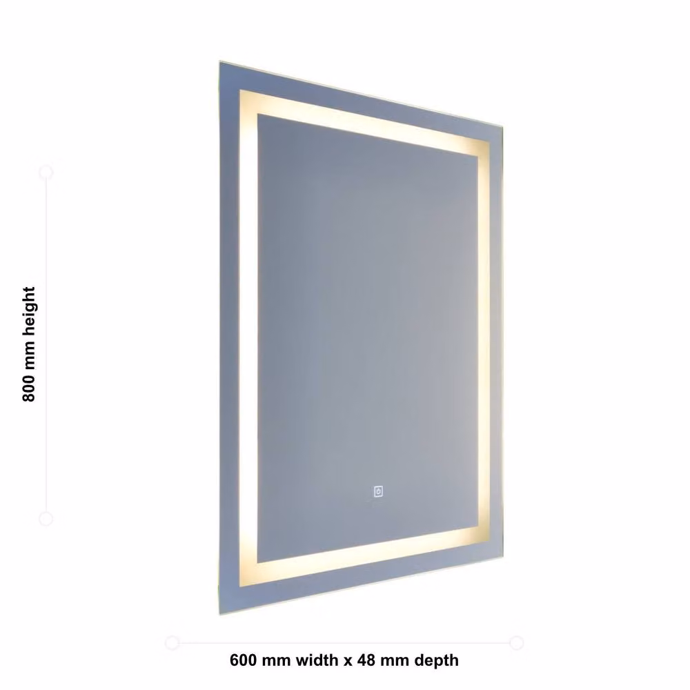 First Choice Lighting Stewart LED Rectangular Bathroom Mirror, White, W/H: 80 x 60 cm – 2