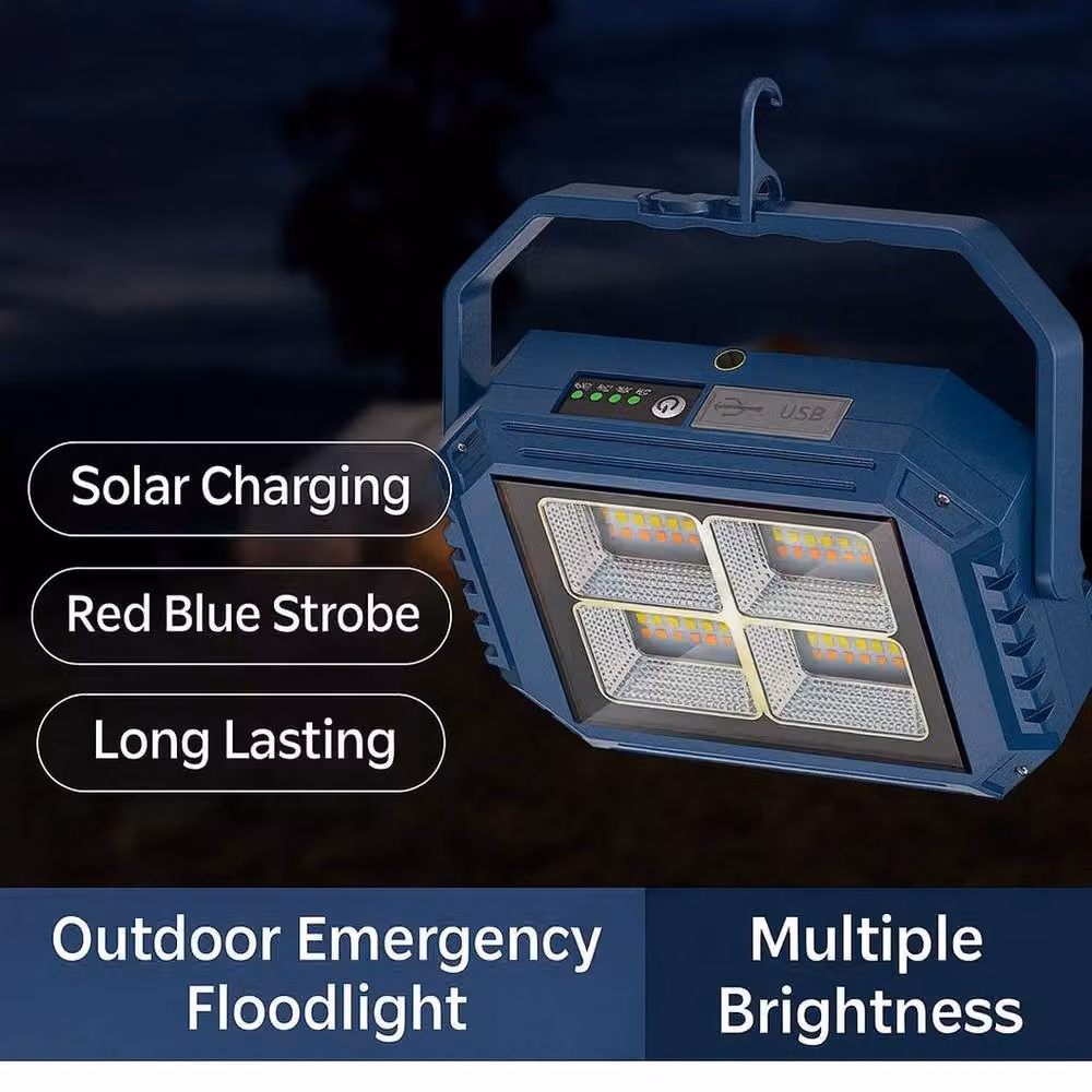 SPETLEK Solar USB Rechargeable Portable LED Camping Lamp in Blue – 4