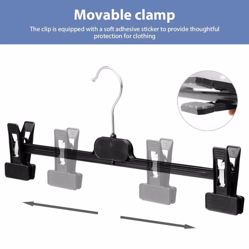 EONLION 10 Pack Black Plastic Adjustable Clip Hangers with Swivel Hooks – 4