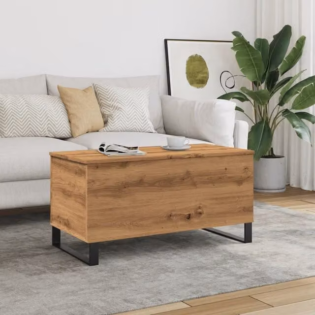 Berkfield Home Artisan Oak Coffee Table in Brown with Lift Mechanism, W: 90 cm, D: 44.5 cm, H: 45 cm – 1