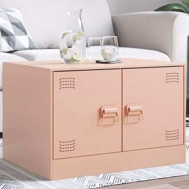 Berkfield Home Pink Metal Coffee Table W: 67 cm, D: 50 cm, H: 44 cm
