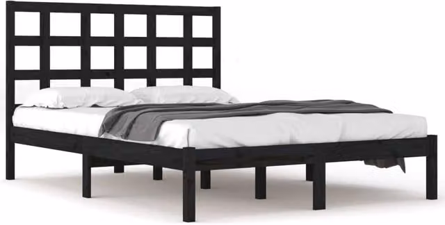 Berkfield Home Black Solid Pine Wood Bed Frame 200 x 200 cm – 1