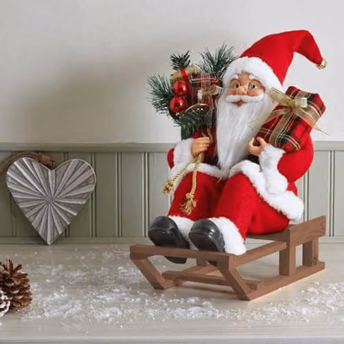 Samuel Alexander Red and White Traditional Santa on Sleigh Tabletop Christmas Decoration, Height: 30 cm – 1