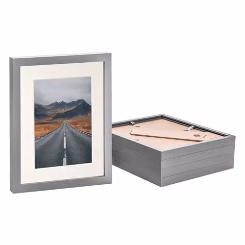 Nicola Spring Grey Rectangular Photo Frames with Ivory Mount, Pack of 5 – 1
