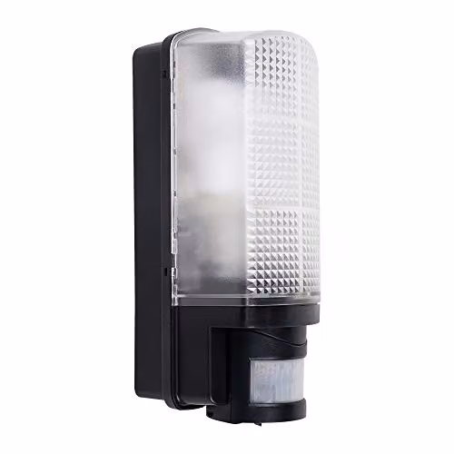 MiniSun Modern Black Heavy Duty Security Outdoor Wall Light with PIR Motion Detector and 10W LED Cool White Bulb, H 28.0 cm x W 11.5 cm x D 11.5 cm – 1