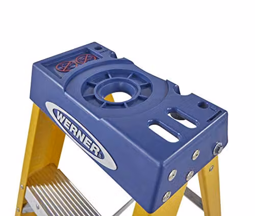 Werner Yellow Fibreglass 4 Tread Stepladder with Tray – 4
