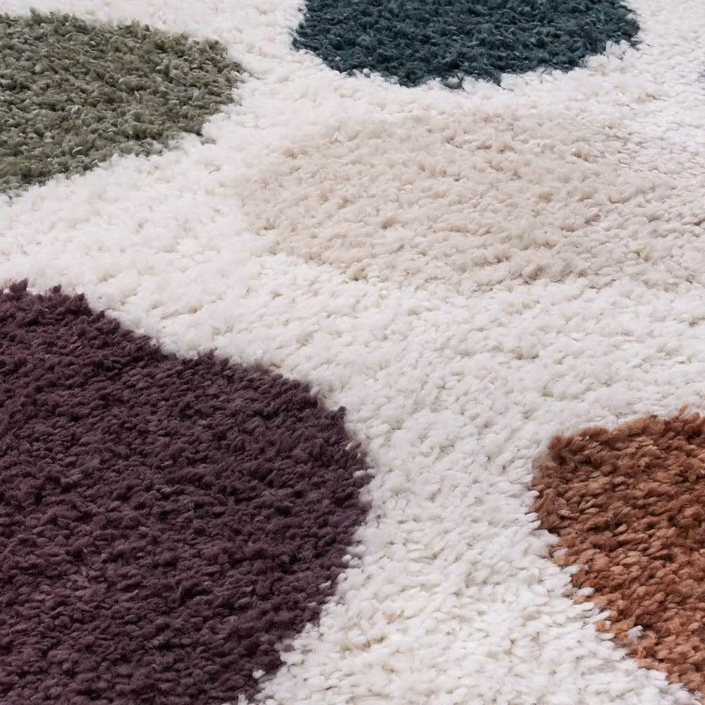THE RUGS Moodi Pebble Design Shaggy Soft High Pile Multicolour Living Room Rug, W: 200 cm, L: 290 cm – 3