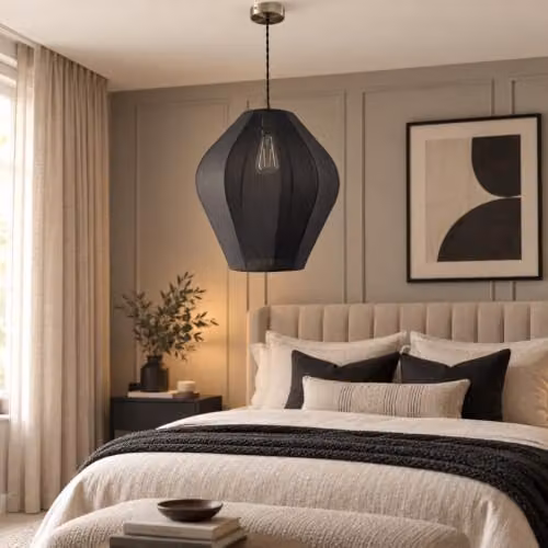 CGC Lighting Manon Black Fine Stretch Fabric Silhouette Lampshade, Diameter: 40 cm – 5