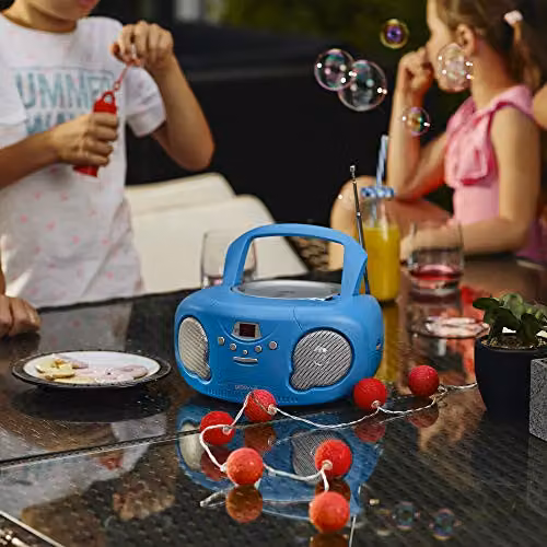 Groov-e Original Boombox Portable CD Player with Bluetooth and Radio in Blue – 2
