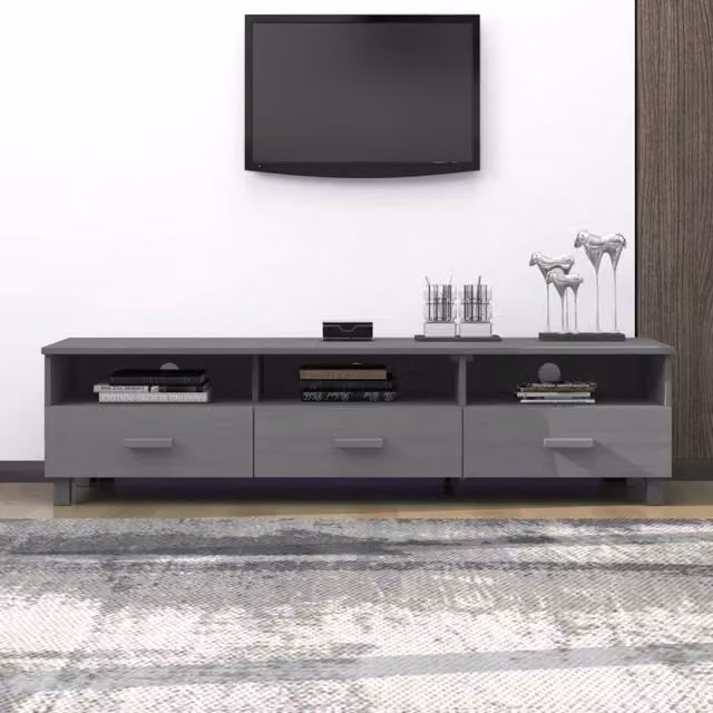 Berkfield Home HAMAR TV Cabinet in Dark Grey Solid Pine, W: 158 cm, D: 40 cm, H: 40 cm