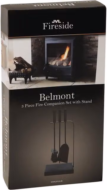 JVL Belmont 3 Piece Contemporary Fireside Companion Tool Set with Stand, Black – 6