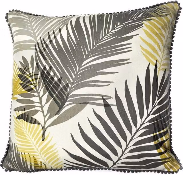 Fusion Floral Square Cotton Filled Cushion in Yellow, W/D/H: 43 x 43 x 43 cm
