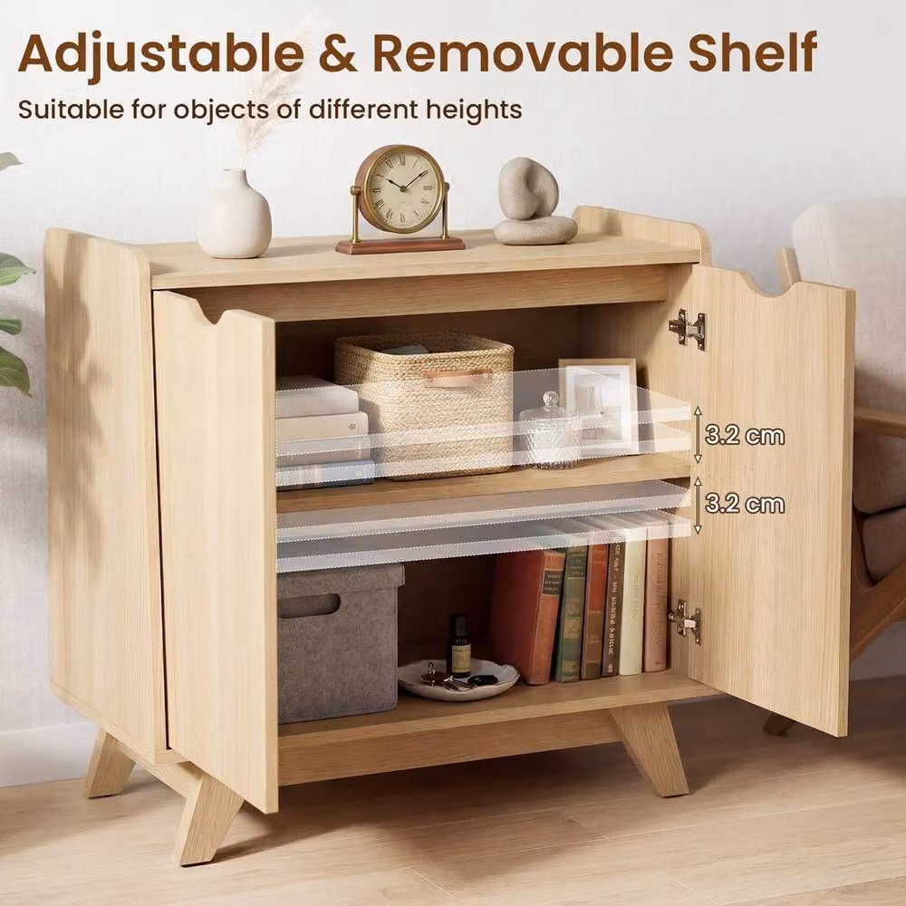 VOGREX Freestanding 2-Door Storage Cabinet with Internal Shelves in Sand – 4