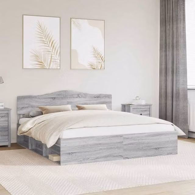 Berkfield Home Sonoma Bed Frame in Grey Solid Pine Wood, 180 x 200 cm – 1