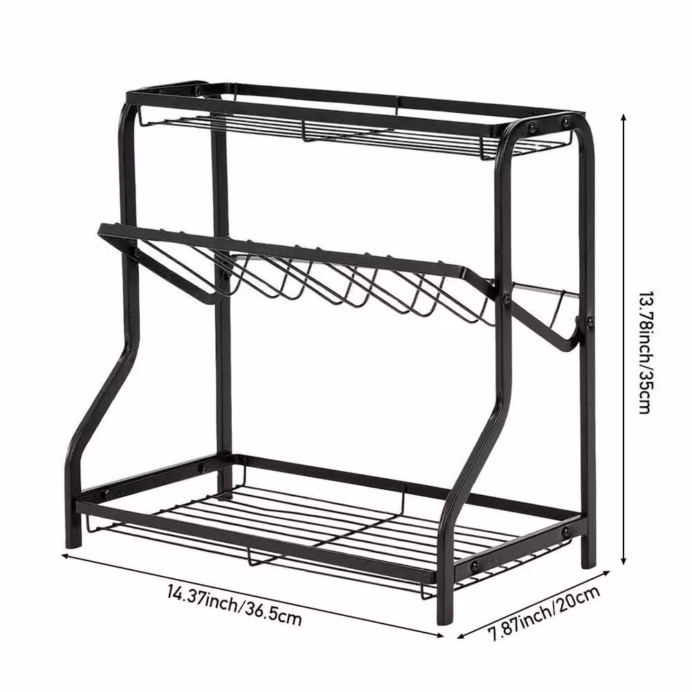 EONLION 3 Tier Free Standing Metal Spice Rack in Black, W/D/H: 36.5 x 20 x 35 cm – 2
