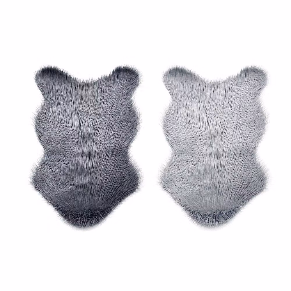 Voltico Faux Fur Sheep Rug in Grey and Silver, W: 91 cm, D: 58 cm – 2