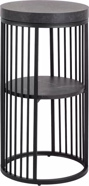 Furniture To Go Strington Round Bedside Table with 1 Shelf in Matt Black