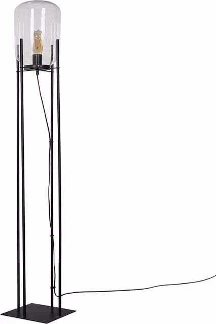 Dawlish Matt Black Floor Lamp with Transparent Glass Shade