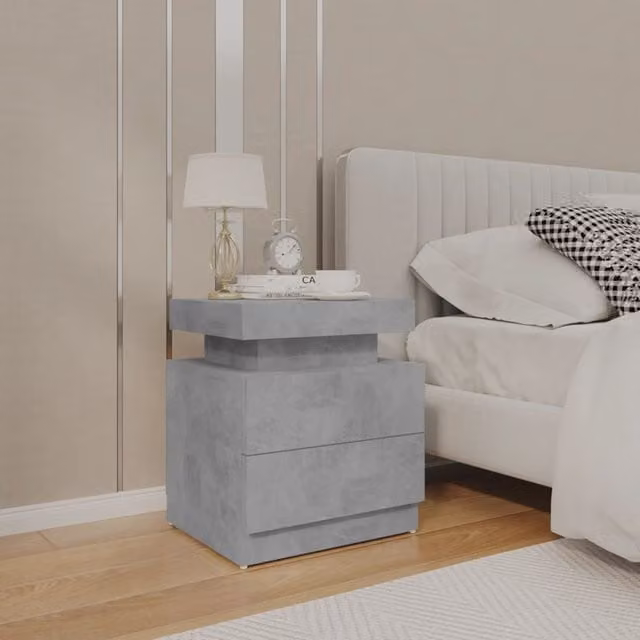 Berkfield Home Bedside Cabinet in Concrete Grey, W: 45 cm, D: 35 cm, H: 52 cm – 1