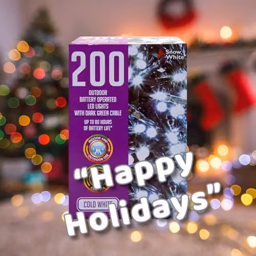 VFM e-Store Christmas Cold White String Lights with 200 Bulbs and 12m Length plus 50cm Lead – 5