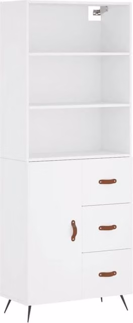 Berkfield Home White Highboard with Hinged Doors and Internal Shelves, W/D/H: 69.5 x 34 x 180 cm – 1