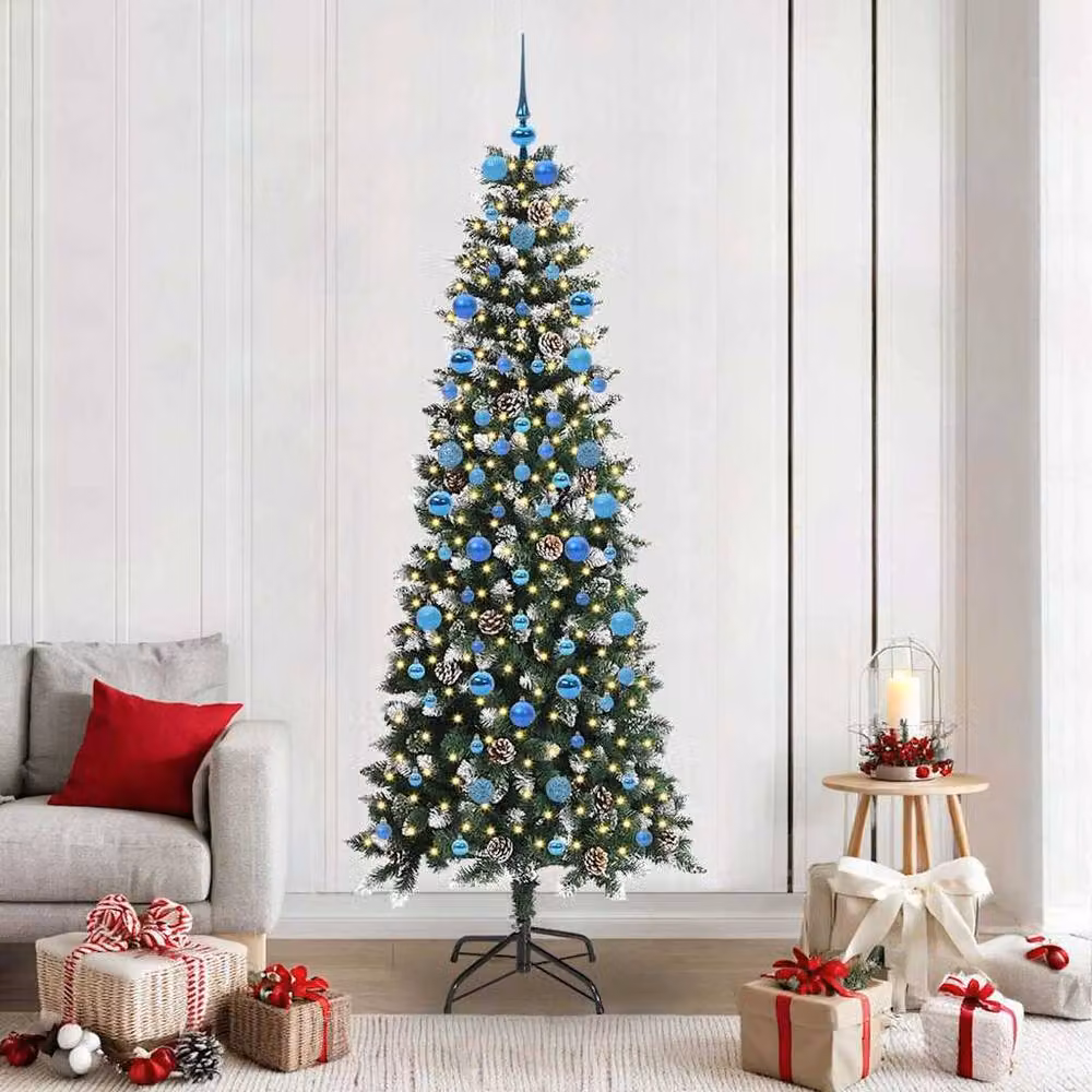 Berkfield Home Elegant Green Artificial Christmas Tree with 300 LEDs, W/D/H: 86 x 86 x 210 cm – 2