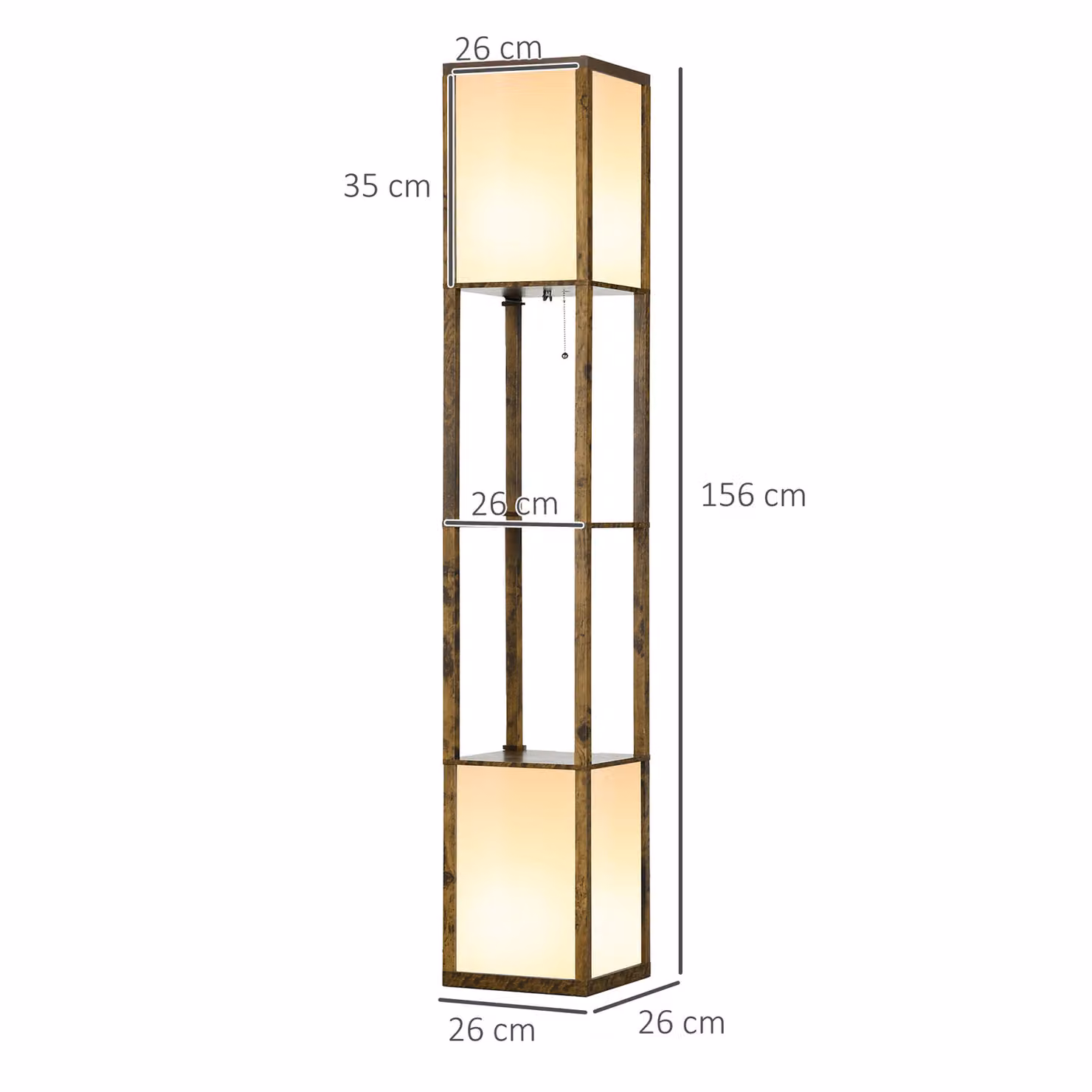 HOMCOM Modern Brown Floor Lamp with Dual Ambient Light and Shelf, Height: 156 cm – 3