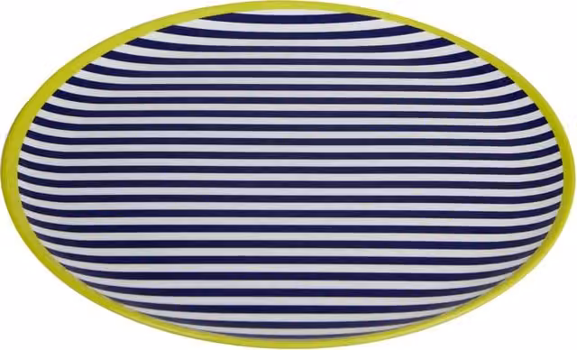 Orsina Melamine Striped Dinner Plate in Blue, White and Green