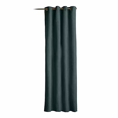 Alan Symonds Green Velvet Chenille Fleece Lined Blackout Eyelet Door Curtain W: 56 cm, H: 213.36 cm – 2