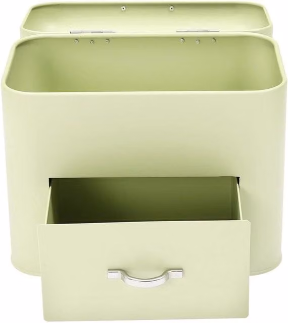Kelvenix Retro Large Metal Bread Box Storage Counter Organiser in Green W: 30.0 cm, D: 26.5 cm – 1