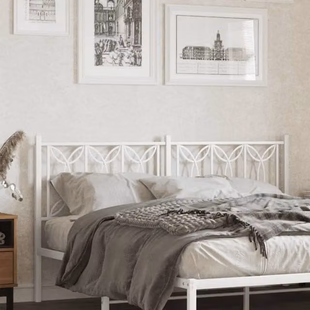 Berkfield Home Classic Metal Headboard in White, 150 cm