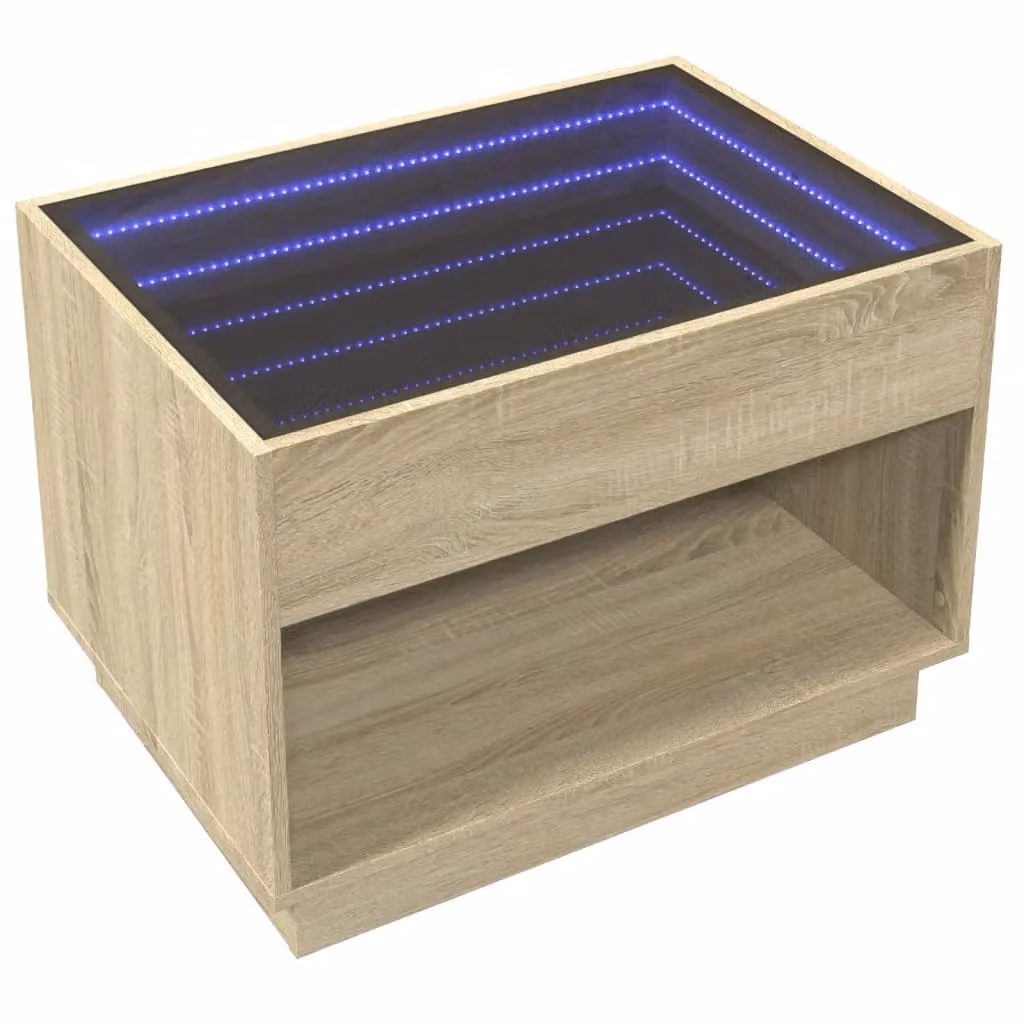 Berkfield Home Infinity LED Coffee Table in Sonoma Oak Brown, W/D/H: 70 x 50 x 50 cm – 3