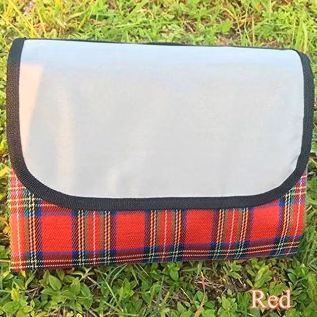 Garden Mile Waterproof Red Tartan Picnic Rug with Carry Handle