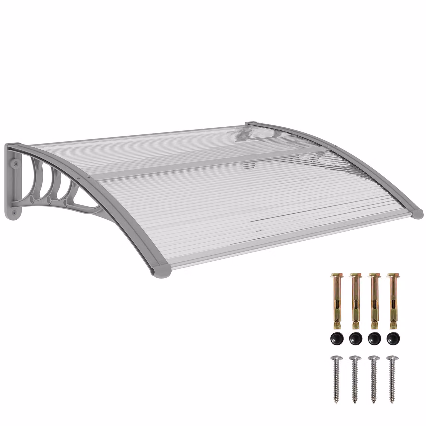 OUTSUNNY Wall-Mounted Door Canopy Awning and Window Rain Shelter, Transparent, W: 100 cm, D: 75 cm – 2