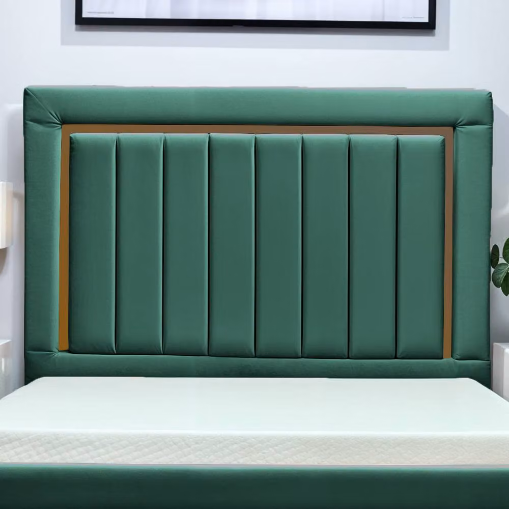UK Bed Furniture Princess Green Velvet Upholstered Gas Lift Ottoman Bed with 48 Inch Headboard, Size: Super King (W/D/H: 200 x 200 cm) – 2