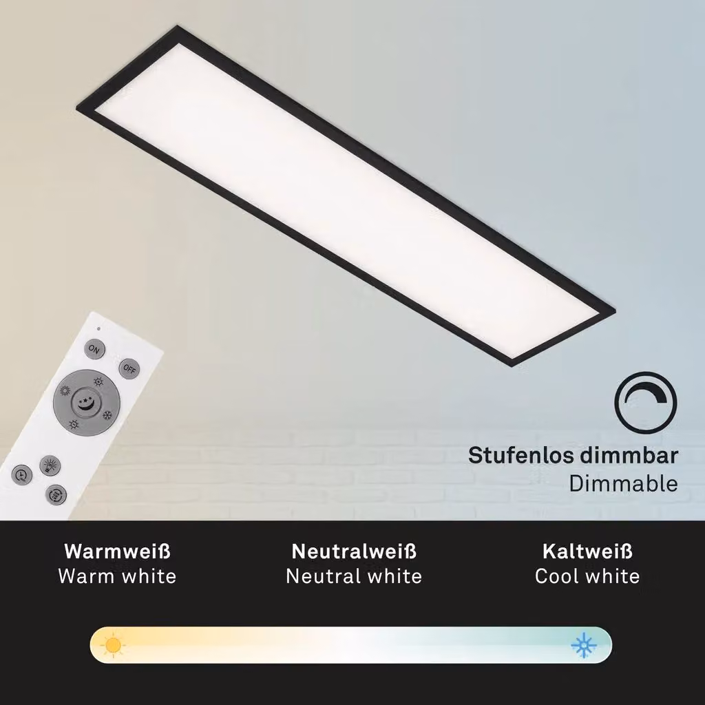 Briloner Black 24W CCT Dimmable Recessed LED Panel with Remote Control – 3