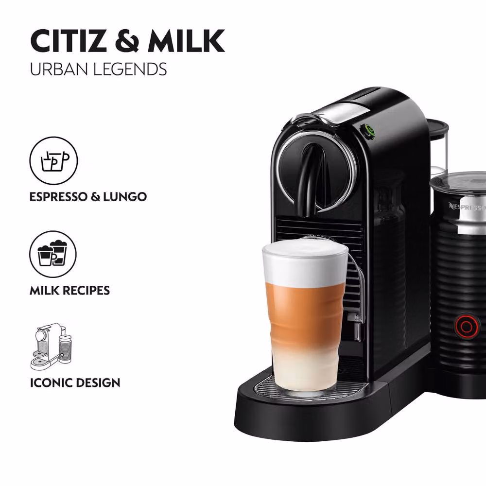Nespresso Citiz Coffee Machine with Aeroccino Milk Frother, Black – 2