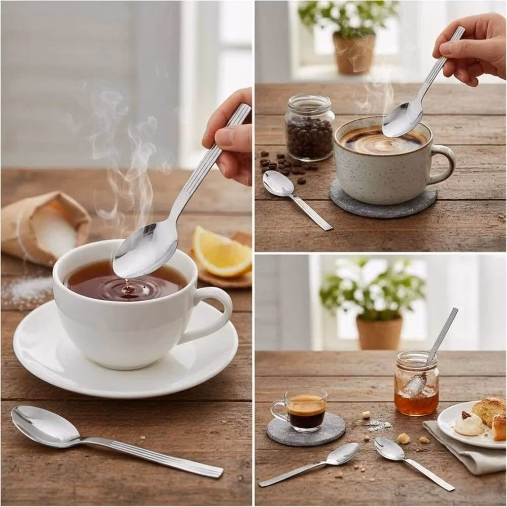 VOGREX 100-Piece Polished Stainless Steel Teaspoon Set in Silver – 2