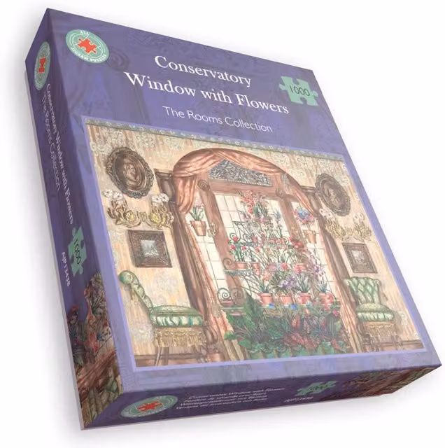 Conservatory Window with Flowers 1000 Piece Jigsaw Puzzle in Multicolour and Yellow