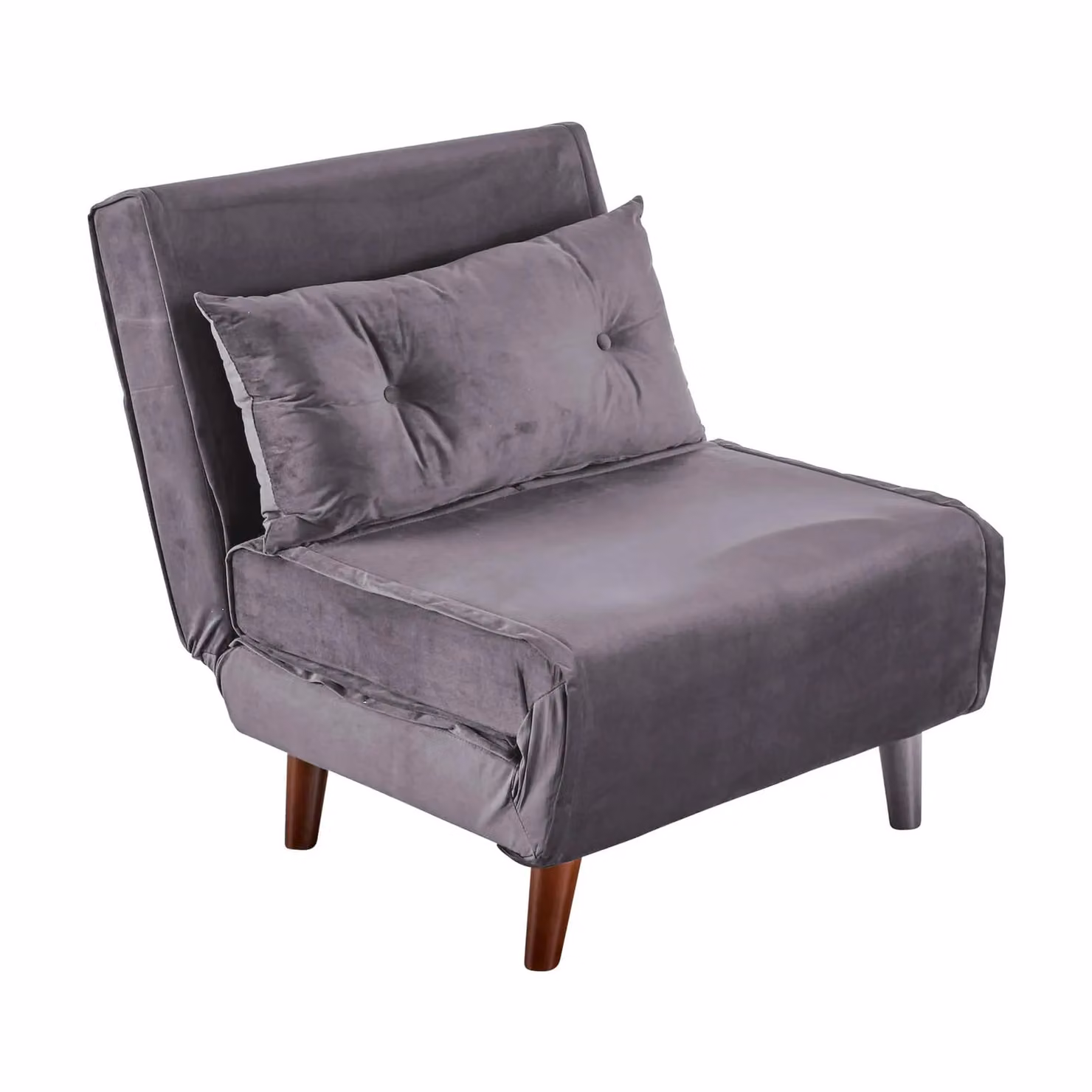 Home Source Grey Velvet Double Sofa Bed Folding Chair with Wooden Legs – 3