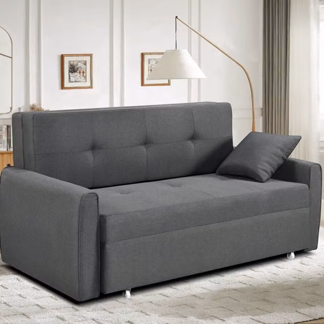 Comfy Living Grey Fabric Upholstered Pull Out Sofa Bed