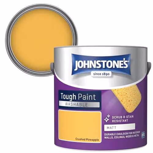 Johnstone's Washable Matt Wall and Ceiling Paint in Yellow, 2.5L – 2
