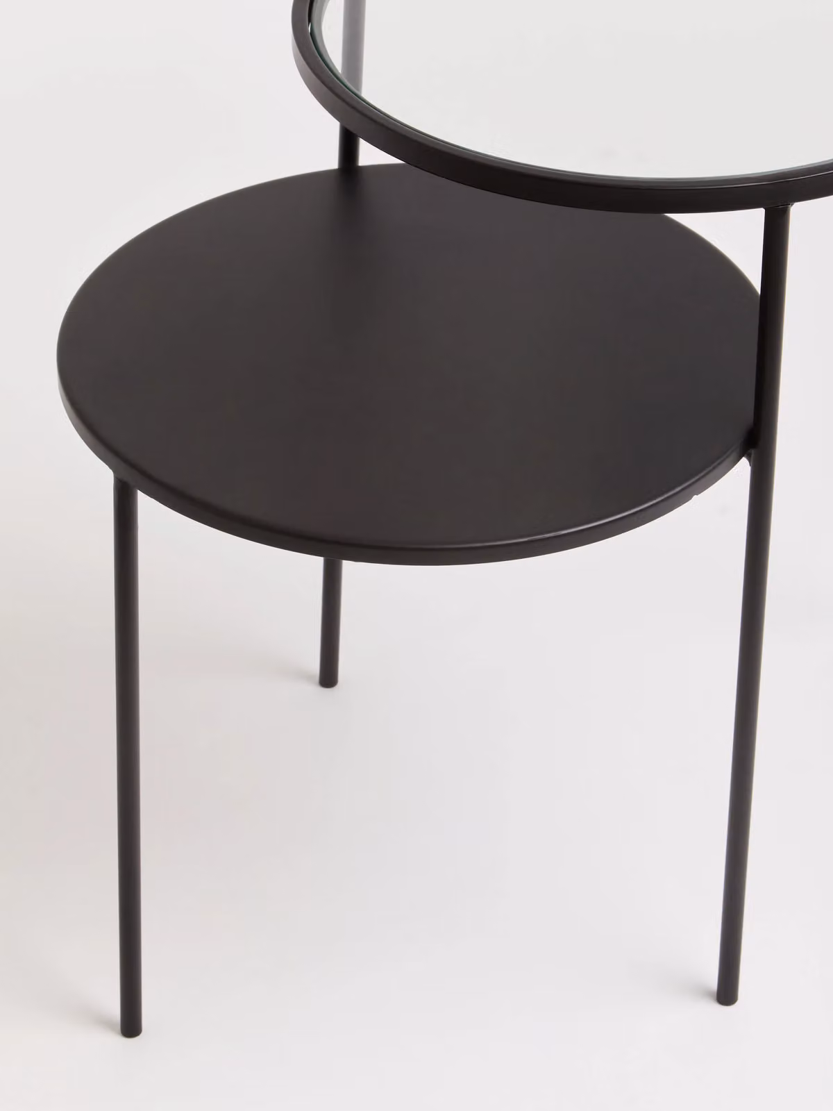 Interiors by Premier Orsina Round Layered Side Table with Black Metal Frame and Transparent Glass Top – 2