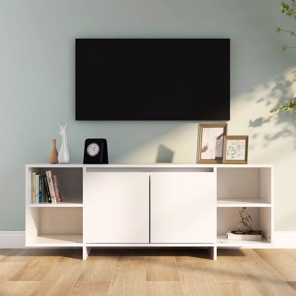 Berkfield Home White TV Cabinet in Matt MDF, W/D/H: 130 x 35 x 50 cm – 2