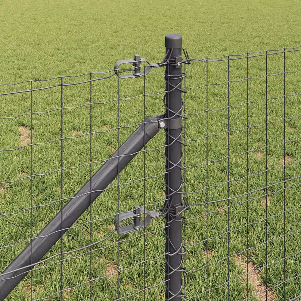 Berkfield Home Stylish Euro Fence in Grey Galvanised Steel with 7 Spike Posts, W: 10 m, H: 0.4 m – 3
