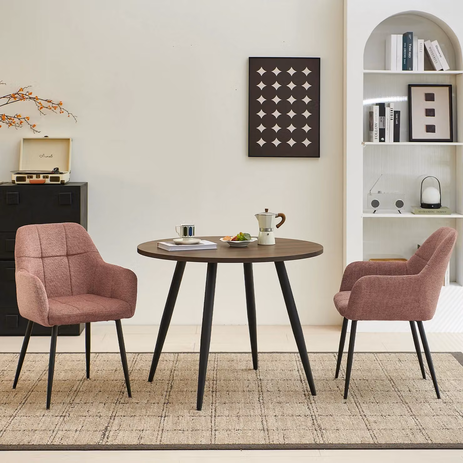 SONARA Modern Single Dining Chair in Red Chenille Fabric – 3