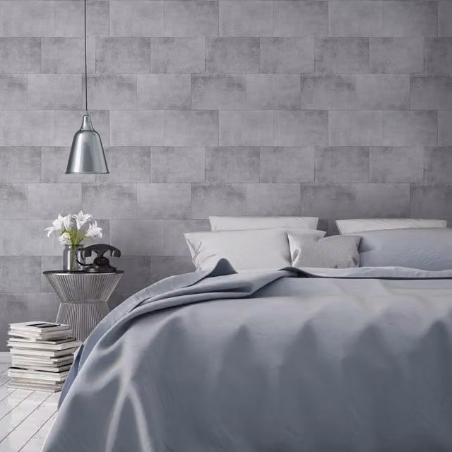 Muriva Abstract Tile-Look Wall Tiles in Metallic Brick Bronze