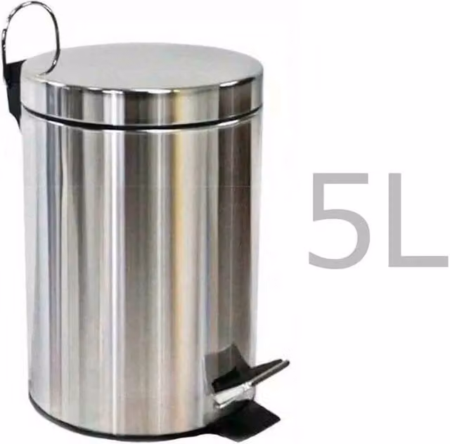 Kelvenix 5 Litre Stainless Steel Pedal Kitchen Waste Bin in Silver with Soft Close and Fingerprint Proof Finish – 1